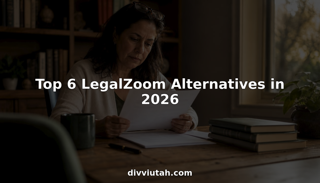 Woman reviewing legal documents at home kitchen table