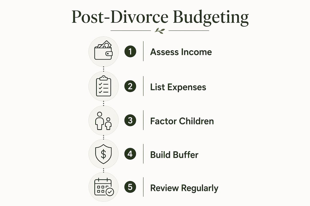 Infographic outlining post-divorce budgeting steps