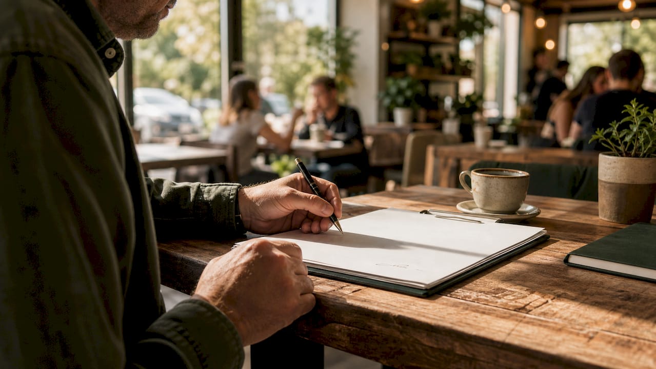 Hands about to sign divorce cancellation form