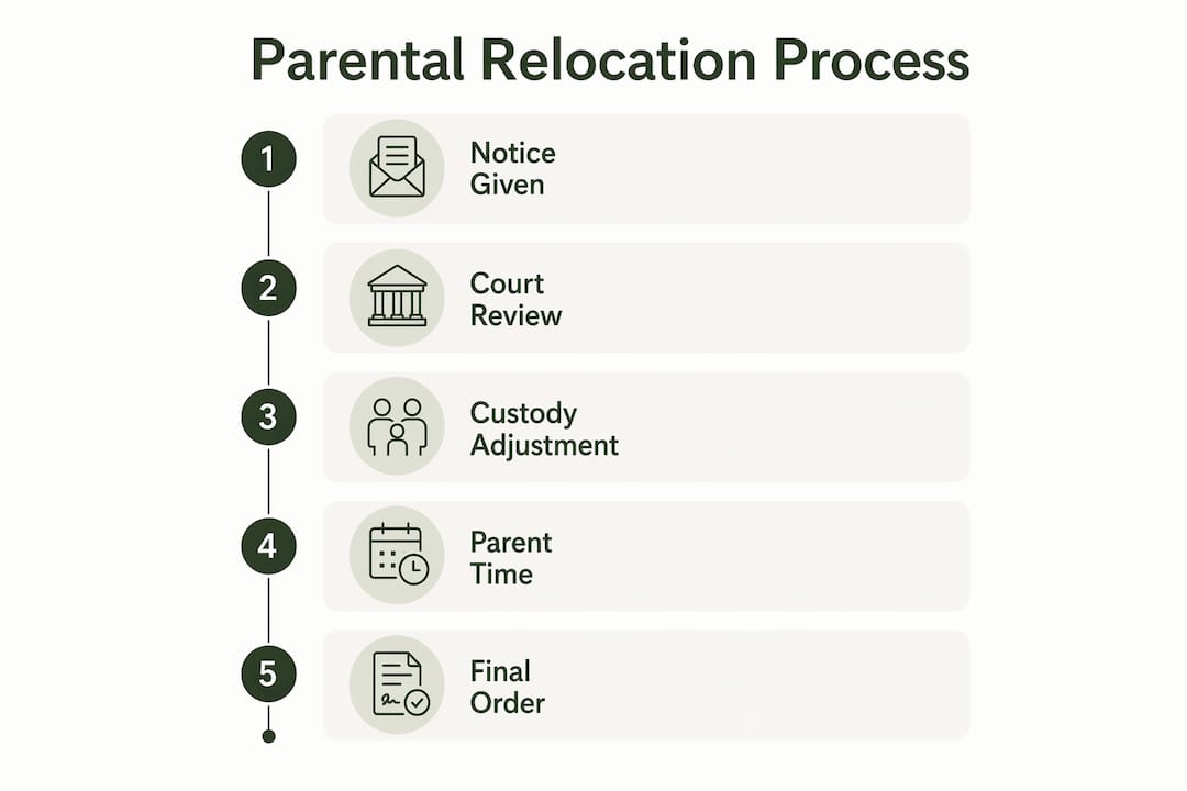 Infographic outlining steps in parental relocation process
