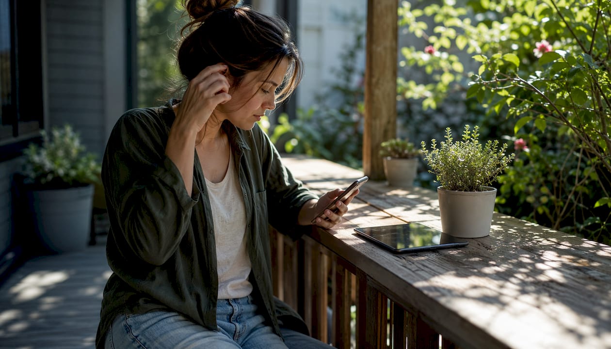 Woman registering for parenting classes on smartphone