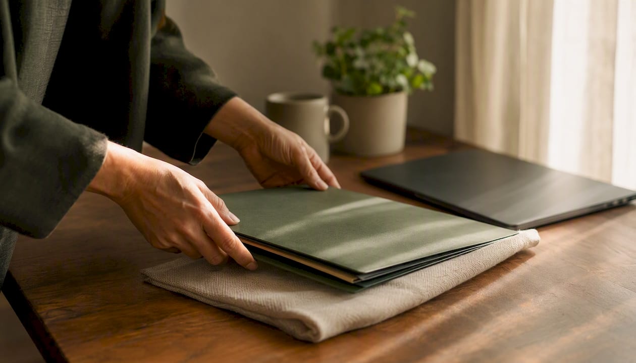 Hands sealing legal divorce record folder