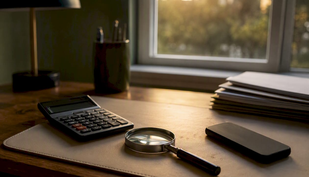 Forensic accounting tools on desk